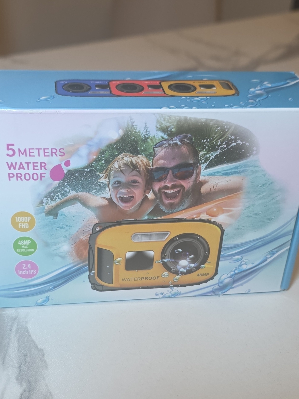 Yellow Waterproof Underwater Digital Camera - 48MP, 1080p FHD